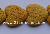 CLV18 15 inches 8*27mm heart yellow natural lava beads strand wholesale