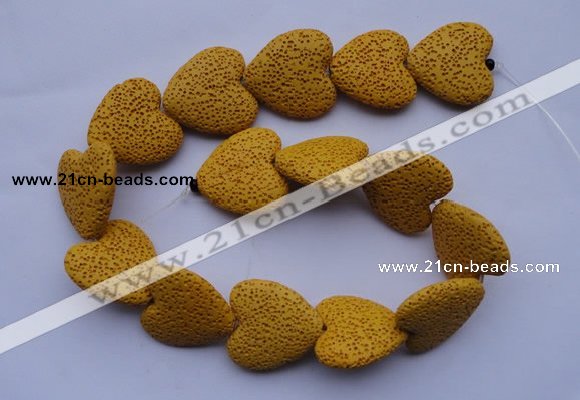 CLV18 15 inches 8*27mm heart yellow natural lava beads strand wholesale