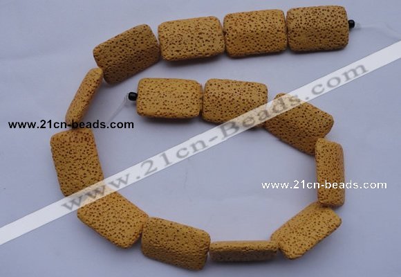 CLV19 15 inches 19*28mm rectangle yellow natural lava beads wholesale