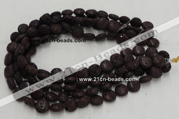 CLV208 15.5 inches 16mm flat round coffee natural lava beads wholesale