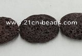 CLV210 15.5 inches 40*50mm oval coffee natural lava beads wholesale