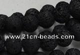 CLV214 15.5 inches 12mm round black natural lava beads wholesale