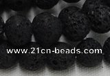 CLV216 15.5 inches 16mm round black natural lava beads wholesale