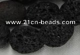 CLV217 15.5 inches 20*26mm freeform black natural lava beads wholesale