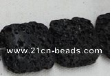 CLV218 15.5 inches 30*30mm square black natural lava beads wholesale