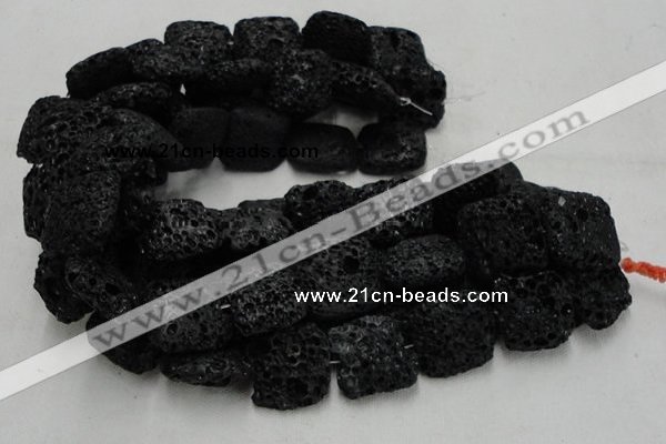 CLV218 15.5 inches 30*30mm square black natural lava beads wholesale