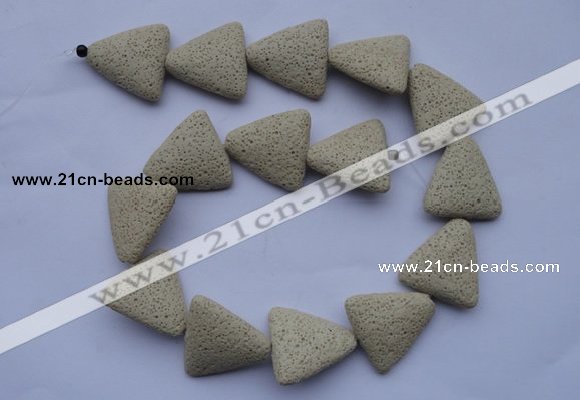 CLV23 15 inches 22*26mm triangle milk white natural lava beads wholesale