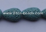 CLV24 15.5 inches 13*19mm teardrop blue natural lava beads wholesale