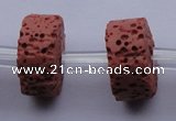 CLV25 15.5 inches 7*15mm coin shape red natural lava beads wholesale