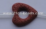 CLV26 15.5 inches 27*29mm heart red natural lava beads wholesale