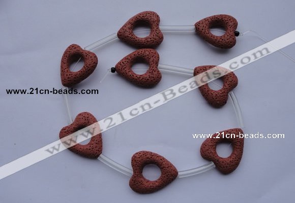 CLV26 15.5 inches 27*29mm heart red natural lava beads wholesale