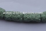 CLV27 15.5 inches 10*18mm column shape green natural lava beads wholesale