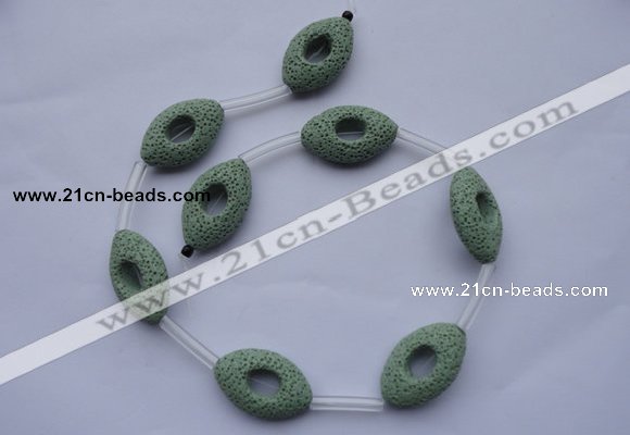 CLV28 16.5 inches 20*32mm oval green natural lava beads wholesale