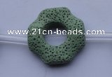 CLV30 15.5 inches 32*32mm octagon green natural lava beads wholesale