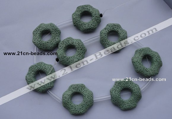 CLV30 15.5 inches 32*32mm octagon green natural lava beads wholesale