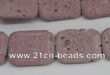 CLV301 15.5 inches 15*20mm rectangle lava beads wholesale