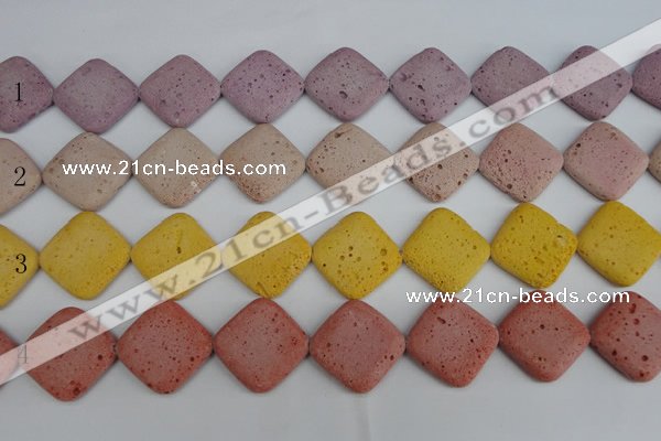 CLV309 15.5 inches 25*25mm diamond lava beads wholesale