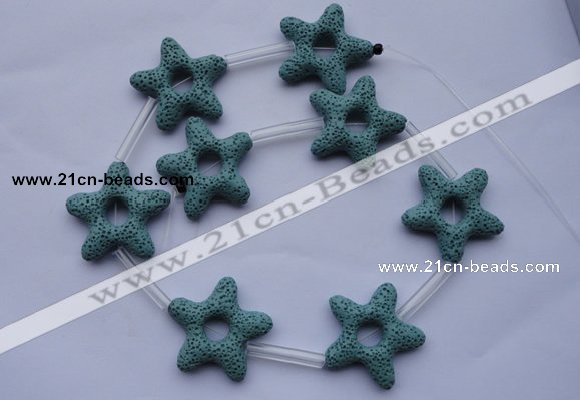 CLV31 15.5 inches 7*32mm star blue natural lava beads wholesale