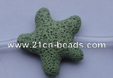 CLV33 16 inches 11*38mm star green natural lava beads wholesale