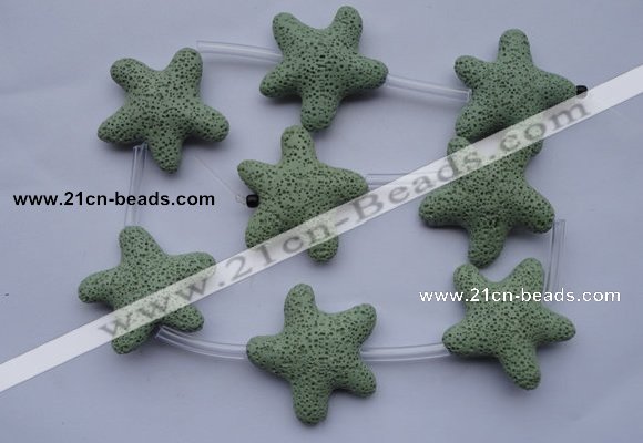 CLV33 16 inches 11*38mm star green natural lava beads wholesale