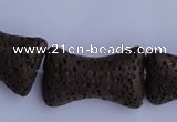 CLV35 15.5 inches 12*20mm pillow-shaped chocolate natural lava beads