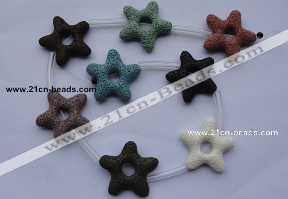 CLV36 16 inches 8*33mm star multicolor natural lava beads wholesale