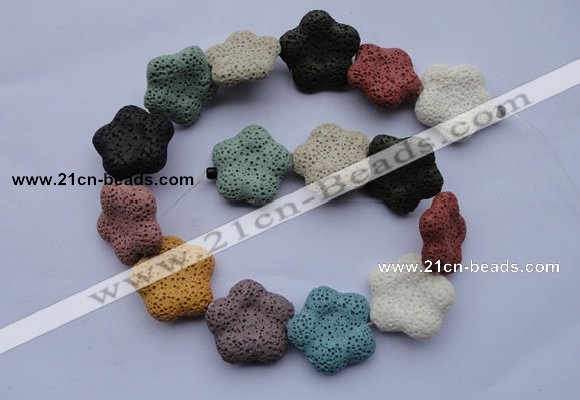 CLV38 15 inches 7*26mm star multicolor natural lava beads wholesale