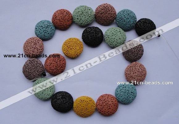 CLV39 15 inches 7*20mm flat round multicolor natural lava beads wholesale