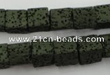 CLV390 15.5 inches 10*10mm cube dyed lava beads wholesale