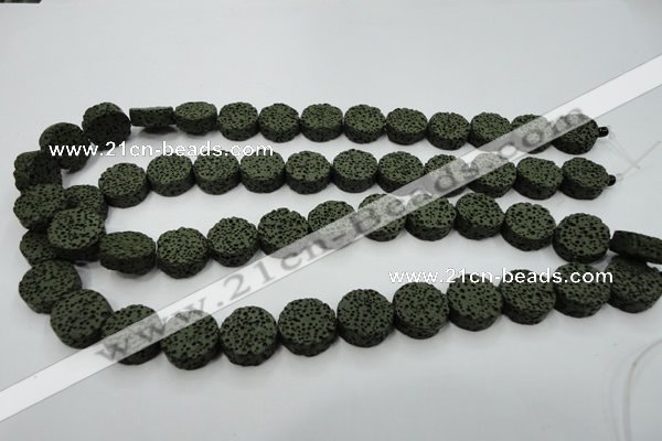 CLV400 15.5 inches 6*15mm coin dyed lava beads wholesale