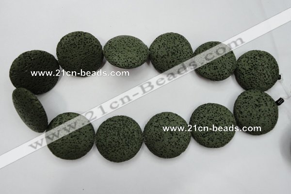 CLV405 15.5 inches 32mm flat round dyed lava beads wholesale