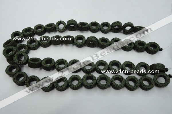 CLV408 15.5 inches 8*15mm donut dyed lava beads wholesale