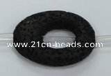 CLV43 15.5 inches 25*33mm oval black natural lava beads wholesale