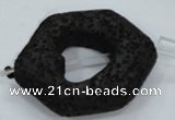 CLV44 15.5 inches 26*33mm hexagon black natural lava beads wholesale