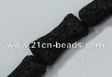 CLV45 15.5 inches 12*20mm pillow-shaped black natural lava beads