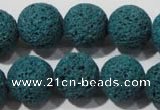 CLV456 15.5 inches 16mm round dyed blue lava beads wholesale