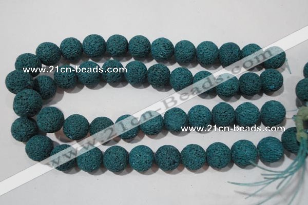 CLV456 15.5 inches 16mm round dyed blue lava beads wholesale