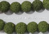 CLV462 15.5 inches 12mm round dyed green lava beads wholesale