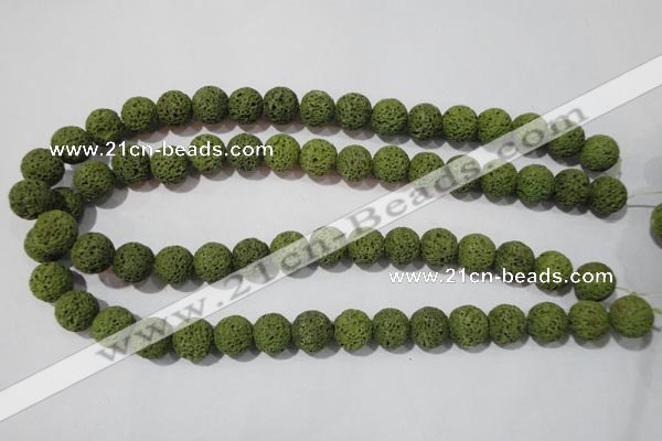 CLV462 15.5 inches 12mm round dyed green lava beads wholesale