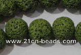 CLV464 15.5 inches 16mm round dyed green lava beads wholesale