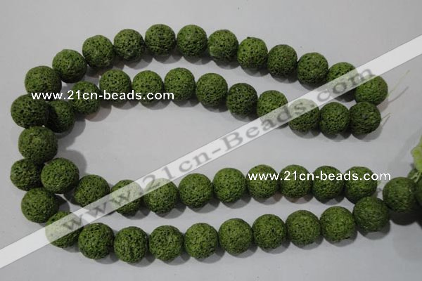 CLV464 15.5 inches 16mm round dyed green lava beads wholesale