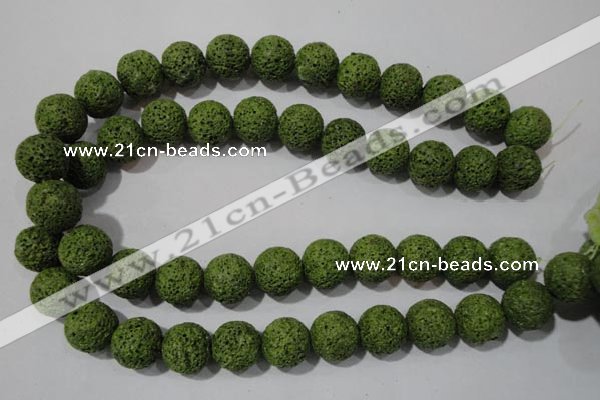 CLV465 15.5 inches 18mm round dyed green lava beads wholesale