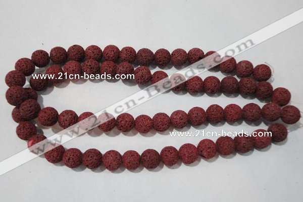 CLV469 15.5 inches 10mm round dyed red lava beads wholesale