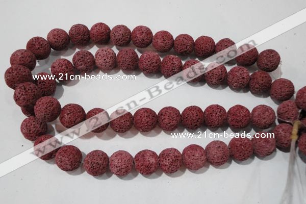 CLV472 15.5 inches 16mm round dyed red lava beads wholesale