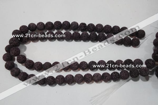 CLV478 15.5 inches 12mm round dyed purple lava beads wholesale