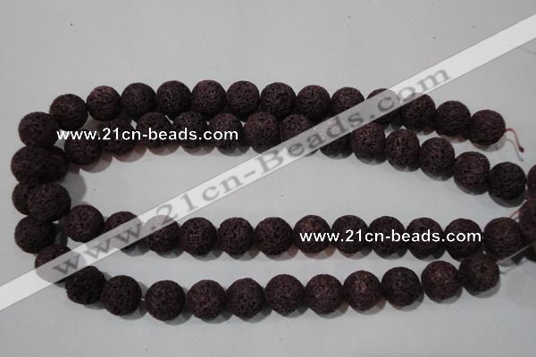 CLV479 15.5 inches 14mm round dyed purple lava beads wholesale