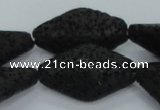 CLV48 15 inches 13*23mm rhombus black natural lava beads wholesale