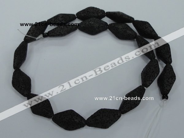 CLV48 15 inches 13*23mm rhombus black natural lava beads wholesale