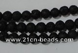 CLV483 15.5 inches 6mm round black lava beads wholesale