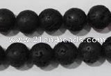 CLV486 15.5 inches 12mm round black lava beads wholesale